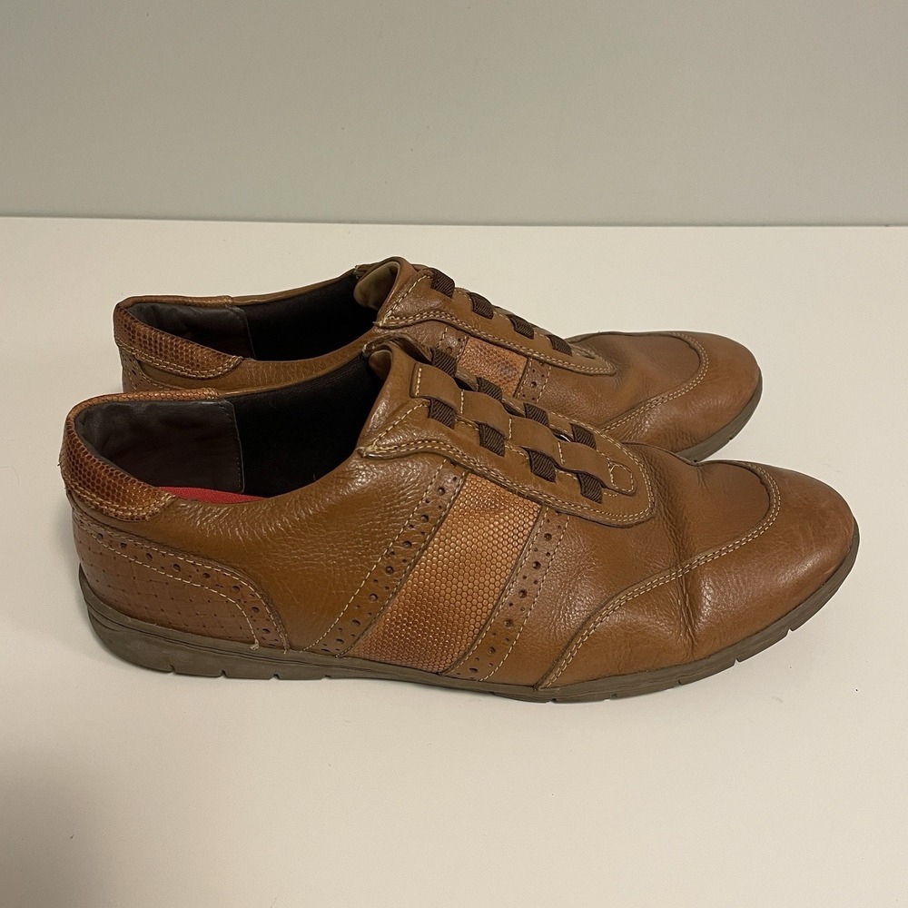 Sandro Moscoloni Mens Shoes 10.5D Leather Slip On Elastic Laces Made In Brazil